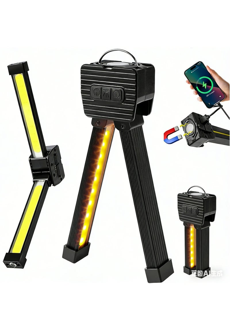 واي آند دي مصباح LED مغناطيسي رياضي متعدد الأوضاع، مثالي للوقوف أمام الكاميرا، مصباح عمل محمول، مصباح عمل LED متعدد الأوضاع (5 أوضاع)، مصباح LED متعدد الاستخدامات قابل لإعادة الشحن عبر منفذ USB، مصباح LED قابل للطي بزاوية 180 درجة مع خطاف تعليق، مناسب للصالات الرياضية والتخييم وإصلاح السيارات وورش العمل والطوارئ. - Image 1